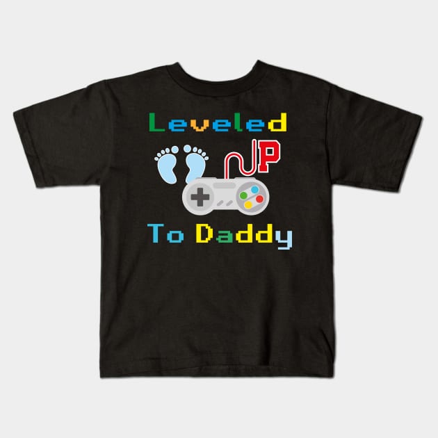 Leveled Up To Daddy - Soon to be Dad Video Gaming Controller Kids T-Shirt by MerchSpot